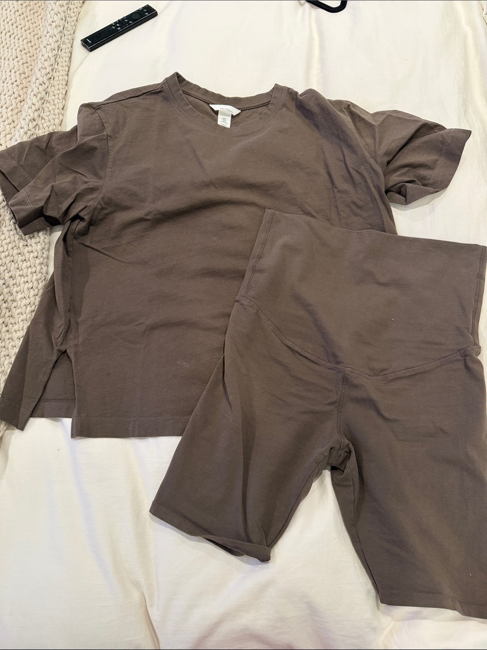 H&M Maternity Brown Two-Piece Athleisure Bike Short Set